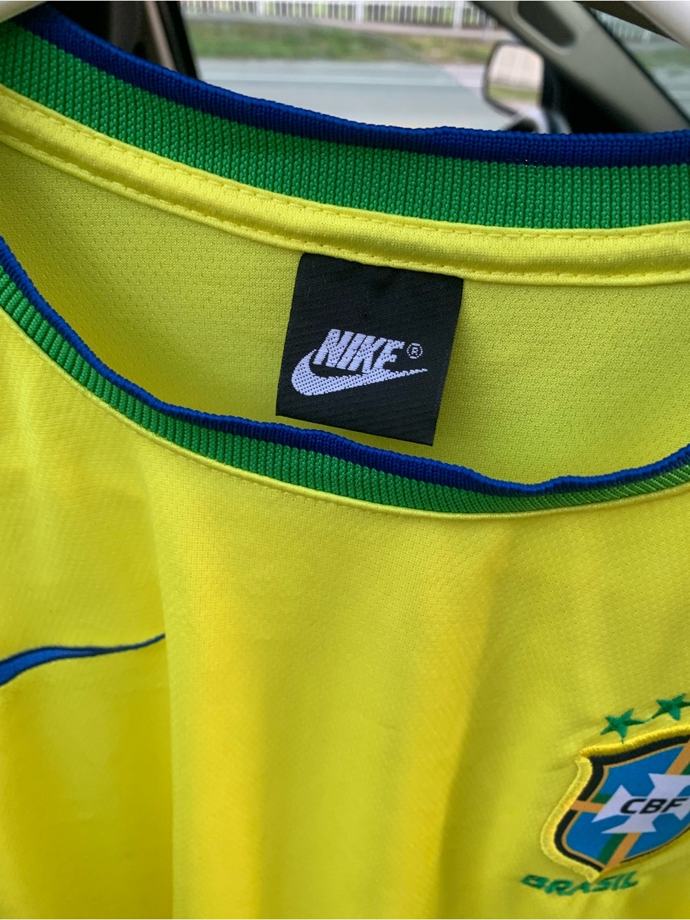 Nike Yellow Brazil National Team Jersey with Green & Blue Crest